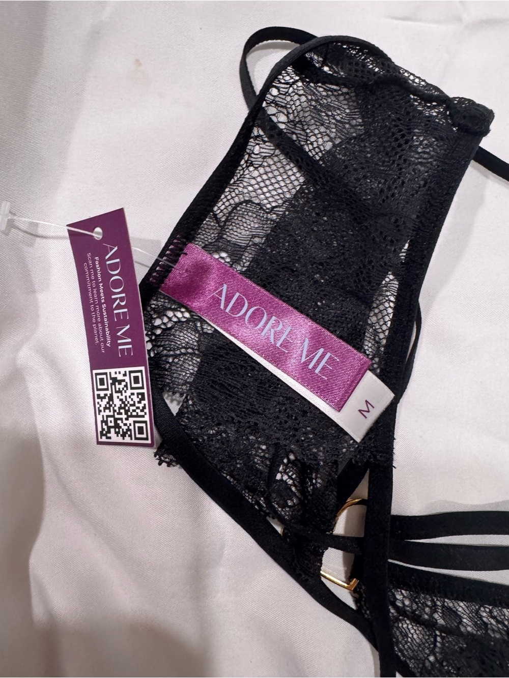 🟡3/$15 DEAL! Adore Me Black Lace Strappy Panties - Picture 4 of 4